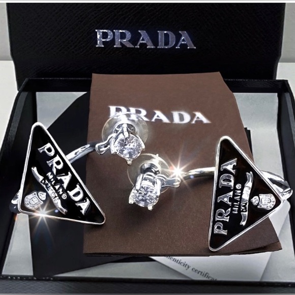 Authentic Prada hoop earrings with original Gift Box and bag - Picture 1 of 16